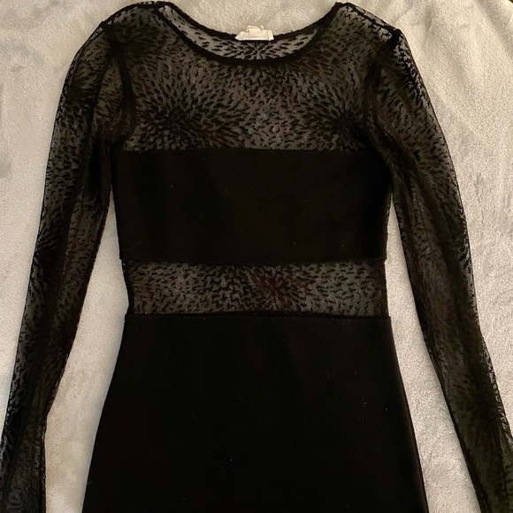 Silence + Noise Black Mesh Mini Dress - Picture 3 of 4